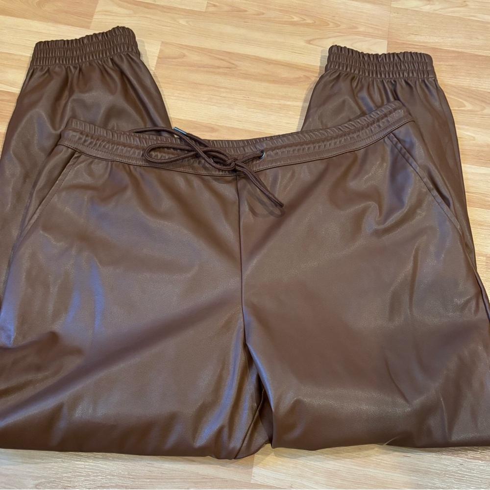 a new day Brown Faux Leather Joggers